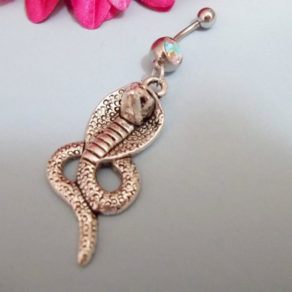 *5/35*  Handmade Egyptian King Cobra AB Belly ring 14G - Picture 4 of 4